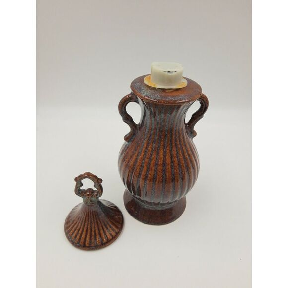 vtg JIM BEAM Collectible Decanter BOTTLE 1979 Urn Ribbed Brown & Blue - Picture 4 of 9
